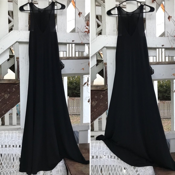 🆕 LAUNDRY Shelli Segal • Black Jersey Racerback Maxi Dress • Size Small - Picture 7 of 9